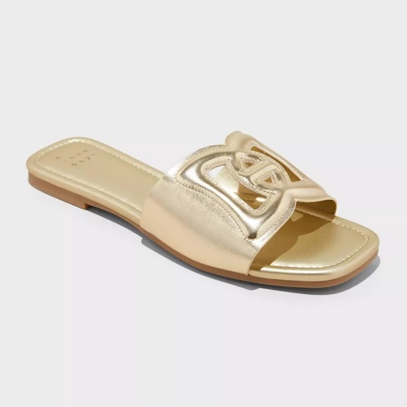 a new day Shoes - Women's Deidra Slide Sandals - A New Day Gold 10 Memory‎ Foam Slip-On
